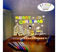 LED Note Board with 7 Colors Pen, LED Note Board with Colors, DIY Luminous Writing Drawing Board, DIY Luminous Writing Drawing Board, Light up Dry Erase Board with Stand (30×20 cm)
