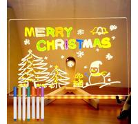 Led Note Board With 7 Colors Pen, Led Note Board With Colors, Led Drawing Board For Children, Led Light Up Acrylic Message Board Doodle Desktop Memo Wordpad Present For School Cafe Home Office (30*20)