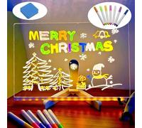 LED Note Board with 7 Colors Pen, Magic Note Board Glowing Acrylic Message Marker Board with Light, LED Drawing/Writing Board Light Up Dry Erase Board with Stand for Office School Home