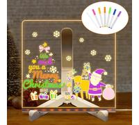 LED Note Board with 7 Colors Pen, Magic Note Board Glowing Acrylic Message Marker Boards with Light, LED Drawing/Writing Light Up Dry Erase Boards with Stand for Office School Home(20 * 20cm)