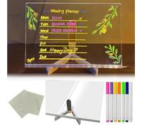 LED Note Board with 7 Colors Pen, Rewritable Acrylic Message Board LED Drawing Board, Light Up Doodle Memo Wordpad Night Light for Desktop, Dry Erase Luminous Acrylic Board Home Office Decor 30 * 20cm