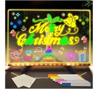LED Note Board with 7 Colors Pen/Stand, Acrylic Dry Erase Board Desktop Note Memo Illuminated Wordpad for School, Cafe, Home, Office