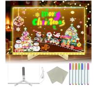 LED Note Board with 7 Colors Pen/Stand, Acrylic LED Writing Message Boards Light up Memo Acrylic Dry Erase Board Desktop Note Memo Illuminated Wordpad LED Message Boards for for School Cafe Office