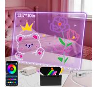 LED Note Board with App Control, 7 Colors 13.7"x10" Light Up Acrylic Dry Erase Board, Drawing & Writing Board, Perfect Holiday Gift for Christmas Gifts Girls