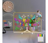 LED Note Board with Color Message Dry Erase Board with Light Up Stand Warm White Dimming 7 Color Markers Painting Kid Bedroom Dormitory Coffee Bar Decoration(7.8 * 11 inch)