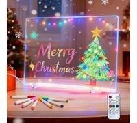 Led Note Board with Colors 4 Modes, Drawing Board with 7 Color Pens, Hook, Stand, Glow Rewritable Memo Board for Home Office Decor 30x20cm