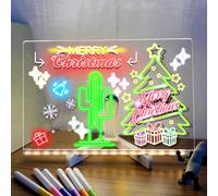 LED Note Board with Colors, Acrylic Writing Message Board with 7 Colors Pen & Stand, Dry Erase Board Night Light 30x20CM, Desktop Note Memo Illuminated Wordpad, Light Up Arts Doodle (30x20CM)