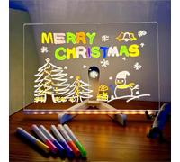 LED Note Board with Colors, Led Drawing Board, Acrylic Dry Erase Boards, with Stand 7 Marker Pens and 2 Wipes, for Office School Home (7 Colors,20 * 20cm)