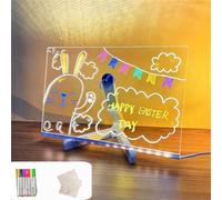 LED Note Board with Colors, LED Drawing Board for Children, Luminous Acrylic LED Writing Message Board with 7 Colour Pens, Light up Drawing Board 30x20cm