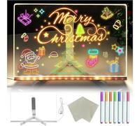 Led Note Board with Colors, Led Light Up Acrylic Message Board 7 Colors Pen/Stand, Led Drawing Writing Board for Kids, Arts Doodle Note Board for Office School Home (30x20CM)