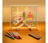 LED Note Board with Colors, Light Up Acrylic LED Message Board, Glowing Acrylic Dry Erase Board with Light, Led Boards to Write On, LED Dry Erase Board, LED Drawing Board, 5.9"x5.9"(Small)