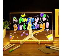 LED Note Board with Colors, Light Up Acrylic Message Board, Glowing Acrylic Dry Erase Board with Light, Led Boards to Write On, Led Drawing Board for Kids with Stand, 7 Markers - 30 * 20 cm