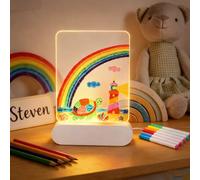 LED Note Board with Colours, Luminous LED Drawing Board for Children with 4 Modes with Touch Switch 22 x 15 cm, 7 Colours Pen, 6 Drawing Sheets with Stories, Luminous Message Board