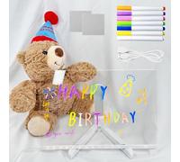 LED Note Board with Colours, Luminous Message Board with 7 Colours Pen, LED Acrylic Memo Board Wipe Clean with Adjustable Stand, LED Acrylic Message Board for Office, Cafe, Home (30 x 20 cm)