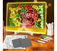 LED Note Drawing Board for Children with 7-Color Pens, 30x20 cm Doodle Glow Note Tablet with Stand, Light Up Memo Writing Pad for Kids, Luminous Acrylic Note Pad Art Gifts for Teens & Toddler