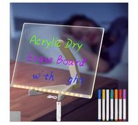 LED Noteboard with Colors with Adjustable Stand and 7 Colors Pen Light up Acrylic Message Board Acrylic Message Board Light up for Christmas and New Year,20x20cm