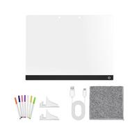 LED Noteboard with Colour Changing, Acrylic Writing Board, Dry Erasable with 7 Colour Pencils, Coloured Board with Stand, for Office, School, Home, Teaching and Travel