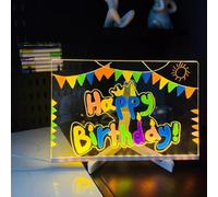 LED Notice Board with Colours, Acrylic Writing Message Board with 7 Colors Pen 30x20CM Transparent Luminous LED Writing Board Acrylic Dry Erase Board Memo Board for School Home Office