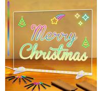LED Notice Board with Colours, Writing Board 35 x 25 cm, Acrylic Notice Board, Light Board, Painting Board, Children, Transparent Luminous LED Writing Board, Acrylic Whiteboard, Art Note Board for