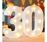 Led Number Light, Light Up Marquee Number Lights for Birthday Wedding Anniversary Decoration LED Sign for Party Backdrop Wall Table Home Decor (Number 30)