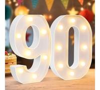 Led Number Light, Light Up Marquee Number Lights for Birthday Wedding Anniversary Decoration LED Sign for Party Backdrop Wall Table Home Decor (Number 90)