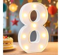 Led Number Light, Light Up Marquee Number Lights for Birthday Wedding Anniversary Decoration LED Sign for Party Backdrop Wall Table Home Decor (Number 8)