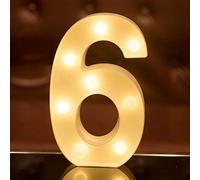 LED Number Lights Sign Light Up Number Lights Sign for Night Light Wedding Birthday Party Battery Powered Christmas Lamp Home Bar Decoration（6）
