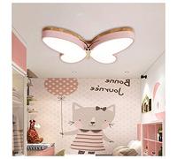 LED Nursery Ceiling Light 16w Child Lighting,Dimmable Remote Control,Flush Mount Protect Eyes Lamp,Modern Decor Lights Chandeliers Creative Butterfly Wood for Living Study Room Bedroom Dining,Pink