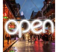 LED Open Sign, 16x6 Inch - Flashing Modes, Ideal for Restaurant, Bar, Salon - 24V/1A Power Supply, Open/Close (White)