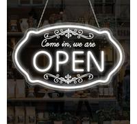 LED Open Signs for Business, 16.5''x10'' Dimmable Come in We’re Open Sign, Ultra Bright Light Up Signs Powered by 5V USB, Daylight White Neon Lights Sign for Party, Stores, Wall, Clubs, Coffee, Hotel