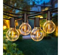 G40 LED Garden Festoon Lights String Lights 12M 25PCS LED Bulbs Included, IP44, Warm White, Mains Powered ExtraStar Yellow One Size