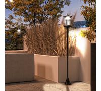 Outsunny LED Outdoor Solar Post Lights, Waterproof IP44, Cool White, 2 Pack, Black