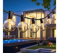 LED Outdoor String Lights Mains Powered, 22ft/6.8m Waterproof Festoon Lights Outdoor, 16+2 (Spare) G40 LED Bulbs Garden String Lights, Indoor/Outdoor String Lights for Garden, Patio, Wedding