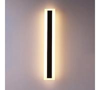 LED Outdoor Wall Light - Black Metal Sconce with Acrylic Shade, Ultra-Thin Linear Design for Porch & Patio, Long Wall Washer Fixture