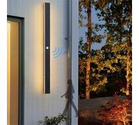 LED Outdoor Wall Light with Motion Sensor Waterproof Long Strip Wall Sconces Aluminum Black Wall Lighting Modern Simplicity for Garden Villa Porch Terraces Garage
