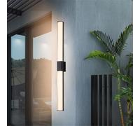 LED Outdoor Wall Lights IP65 Waterproof Modern Rectangle Long Strip 2700K/4500K/6500K Wall Sconce Black Exterior Wall Lighting Patio Living Room Courtyard Garden