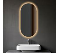 LED Oval Bathroom Mirror with Adjuble Warm & Cool Light, 60x90CM, Wall-Mounted Makeup Mirror, Illuminated Vani Mirror for Perfect Lighting, Modern Design