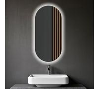 LED Oval Bathroom Mirror with Adjuble White & Warm Light, Illuminated Wall Makeup Mirror, 60x100CM, Modern Design for Perfect Grooming & Beau Applicat