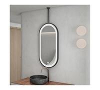 LED Oval Floating Bathroom MirrorBlack 60x100cm Stylish Vanity Mirror for Home & Hotel Illuminate Your Space with Modern Design and Functionality