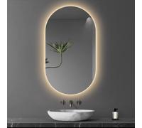 LED Oval Mirror, Bathroom Mirror With Lights,40x70cm|40x80cm|50x80cm|60x90cm, Wall Mirror,Lighted Vanity Mirror, 3 Colors Dimmable Lighting Smart Switch Makeup Mirror(Size:40X70CM,Color:Style A)