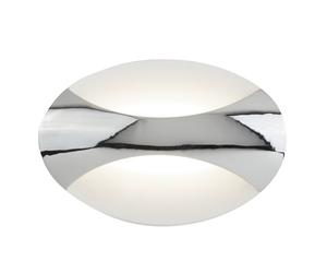 LED Oval Polished Chrome Wall Fitting Bracket Light Sand White Acrylic Diffuser