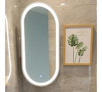 LED Oval Rotating Wall Mirror - Corner Bathroom Mirror with Light & Stand - Compact Full-Length Mirror Easy to Use (White 30cm x 60cm / 11.8in x 23.6in)