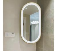 LED Oval Swivel Wall Mirror - Corner Bathroom Mirror with Light & Stand - Compact Full-Length Mirror for Easy Use (Gold 30cm x 60cm / 11.8in x 23.6in)