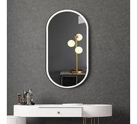 LED Oval Wall Mirror with Smart Touch Sensor Dimmable 3Color Vanity Mirror for Bathroom HD ExplosionProof IP44 50x70cm Black Metal Frame