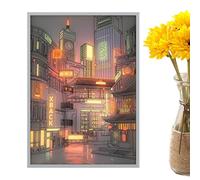 Led Painting City | Illuminated Wall Decor with Dimming Lighting, LED Wall Decoration for Living Room, Bedroom, Study Room, Bedroom For, Input Adjustable Brightness: With a Conc