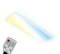 BRILONER - LED Ceiling lamp Flat with Remote Control, indirect Light, Adjustable from Warm White to Cool White, lamp, Ceiling Light, Living Room lamp, LED Panel, Kitchen lamp, 58x20x3 cm, White