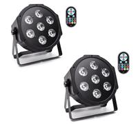 LED Par Light 7x12W RGBW - Stage Uplight with DMX512, Sound & Remote Control for Party, Wedding, Club, Church & Events - 2 Pack