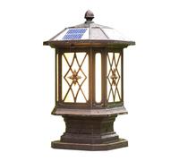 LED Path Lights Outdoor Lamp Post Light Solar with Pier Mount Base Waterproof Die-cast Aluminum Pillar Pole Lantern Vintage Deck Stigma Lantern for Park Entrance Fence Decor