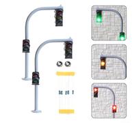 LED Pedestrian Street Signals for Model Trains, Traffic Lights N Crossing Walk Model, 2 Pack