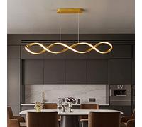 LED Pendant Chandelier Black Adjustable With Remote Control - Modern Lamp for Dining Table, Living Room, Bedroom, Kitchen, Office (Gold, L100cm)